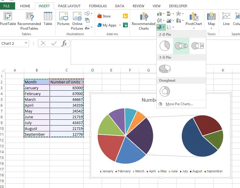 Pie Chart Excel