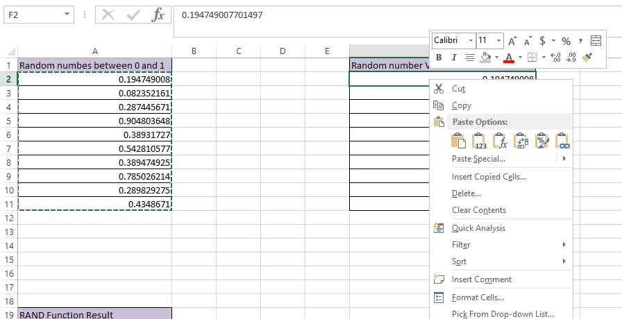 RAND Function in Excel 5