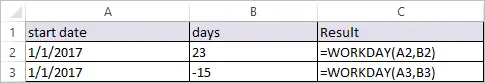 WORKDAY Function in Excel 1