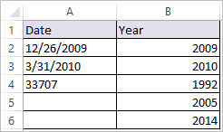 year function in excel 2