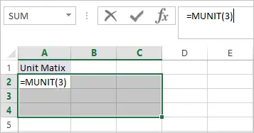 MUNIT Function in Excel 2