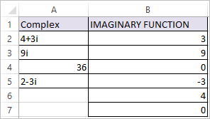 IMAGINARY Function in Excel 2