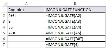 IMCONJUGATE Function in Excel 1
