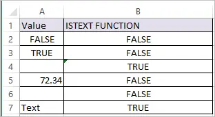 ISTEXT Function in Excel 2