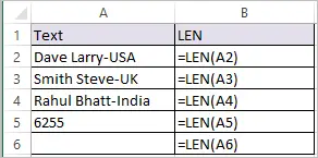 LEN Function in Excel - find Length of the string in Excel