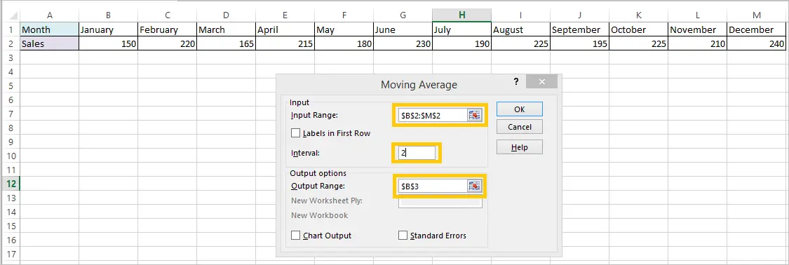 Moving Average in Excel 5