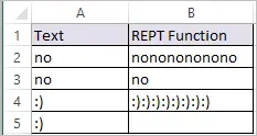 REPT Function in Excel 2