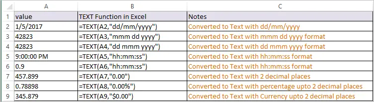 TEXT Function in Excel 1