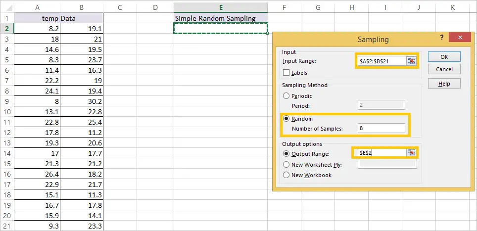 sampling in Excel 4