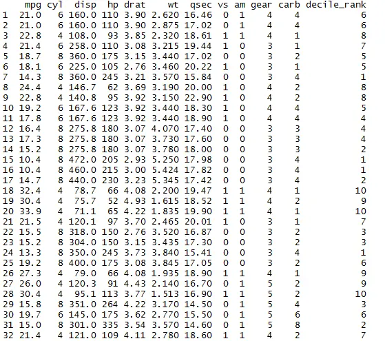 Calculate percentile, quantile, N tile of dataframe in R using dplyr (create column with percentile rank 2