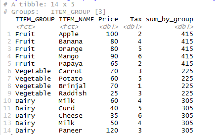 sum function in R 4