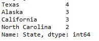 Frequency table of column in pandas python 2